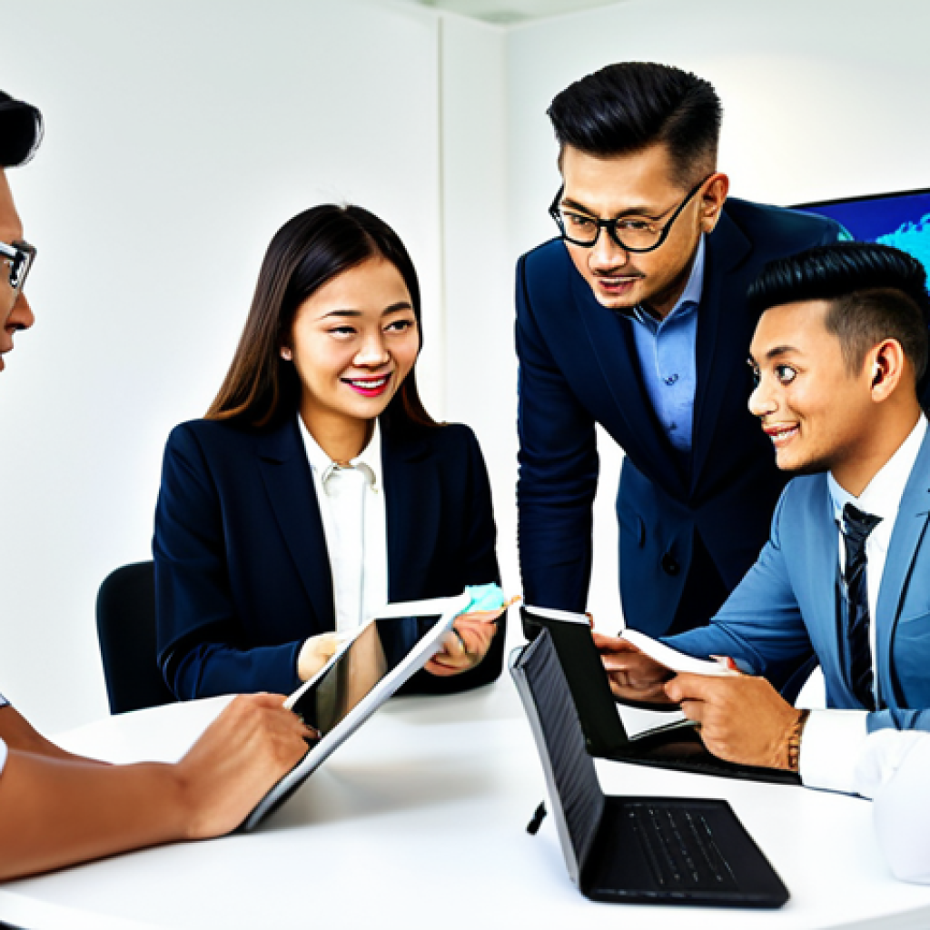 **

"A diverse team in a modern management office setting, reviewing resident feedback on tablets and laptops, fully clothed in professional attire, discussing solutions collaboratively. Bright, clean office environment with Malaysian-themed artwork. Safe for work, appropriate content, modest, professional, perfect anatomy, natural proportions, high quality."

**